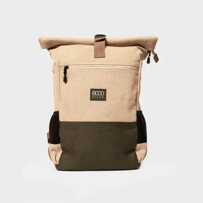 Mochila de Cânhamo Diária em Bege e Verde - Image 1